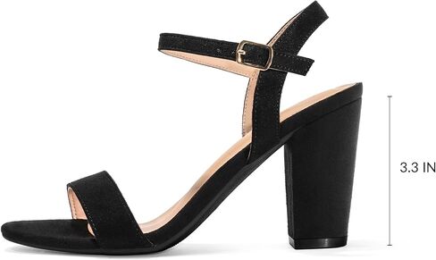 mysoft Women's Chunky Block Heels 3.3IN Open Toe Ankle Strap High Heeled Sandals Wedding Party Dress Pump Shoes in Kuwait