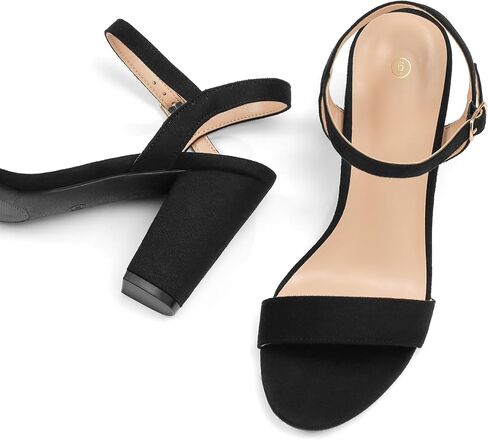mysoft Women's Chunky Block Heels 3.3IN Open Toe Ankle Strap High Heeled Sandals Wedding Party Dress Pump Shoes in Kuwait