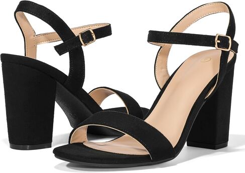 mysoft Women's Chunky Block Heels 3.3IN Open Toe Ankle Strap High Heeled Sandals Wedding Party Dress Pump Shoes in Kuwait