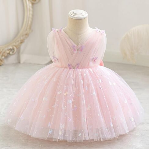 IBTOM CASTLE Girls Butterfly Dress for Wedding Toddlers Flower Girls Dress V-Neck Princess Party Dress Pageant Gown in Saudi Arabia