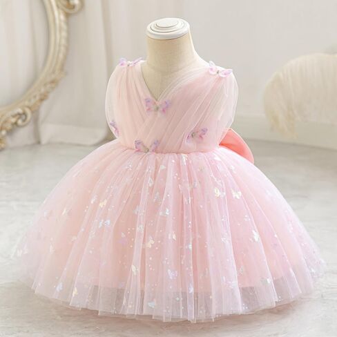 IBTOM CASTLE Girls Butterfly Dress for Wedding Toddlers Flower Girls Dress V-Neck Princess Party Dress Pageant Gown in Saudi Arabia