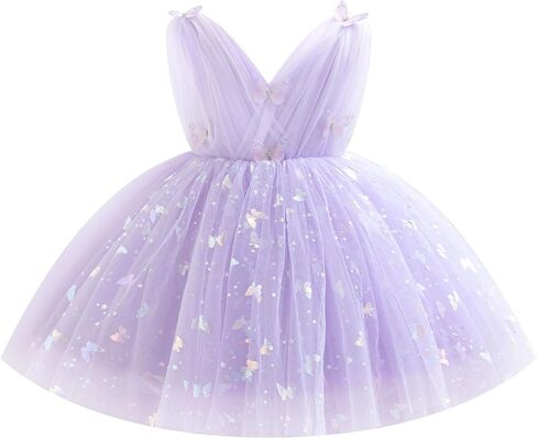 IBTOM CASTLE Girls Butterfly Dress for Wedding Toddlers Flower Girls Dress V-Neck Princess Party Dress Pageant Gown in Saudi Arabia