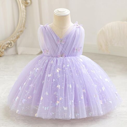 IBTOM CASTLE Girls Butterfly Dress for Wedding Toddlers Flower Girls Dress V-Neck Princess Party Dress Pageant Gown in Saudi Arabia