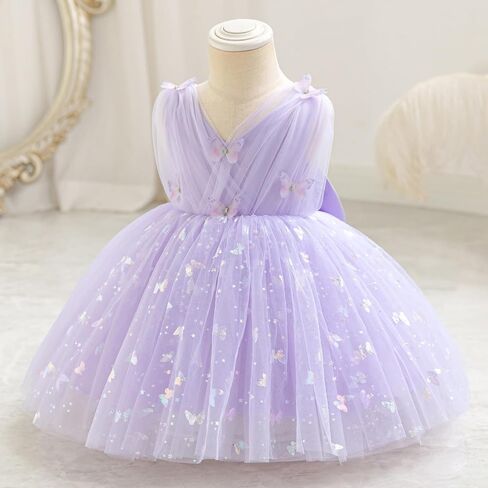 IBTOM CASTLE Girls Butterfly Dress for Wedding Toddlers Flower Girls Dress V-Neck Princess Party Dress Pageant Gown in Saudi Arabia
