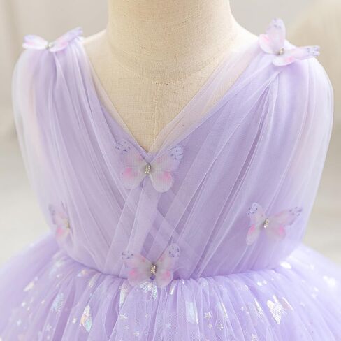 IBTOM CASTLE Girls Butterfly Dress for Wedding Toddlers Flower Girls Dress V-Neck Princess Party Dress Pageant Gown in Saudi Arabia