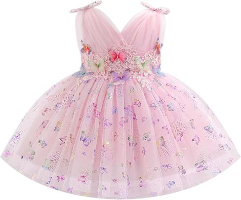 IBTOM CASTLE Girls Butterfly Dress for Wedding Toddlers Flower Girls Dress V-Neck Princess Party Dress Pageant Gown in Saudi Arabia