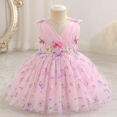 IBTOM CASTLE Girls Butterfly Dress for Wedding Toddlers Flower Girls Dress V-Neck Princess Party Dress Pageant Gown in Saudi Arabia