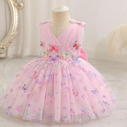 IBTOM CASTLE Girls Butterfly Dress for Wedding Toddlers Flower Girls Dress V-Neck Princess Party Dress Pageant Gown in Saudi Arabia