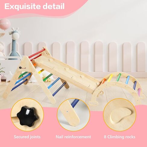 5 in 1 Wooden Climbing Toys for Toddlers - Foldable Climbing Triangle,Arch Climber, Climp Ramp - Montessori Toys for Babies Kids Climbing Toys Indoor & Outdoor - Girls & Boys Gift (Natural) in Saudi Arabia