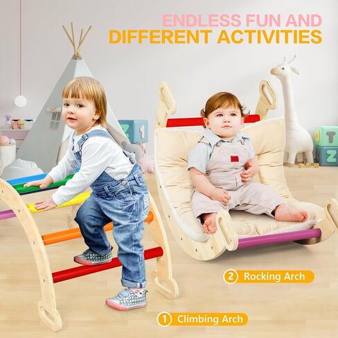 5 in 1 Wooden Climbing Toys for Toddlers - Foldable Climbing Triangle,Arch Climber, Climp Ramp - Montessori Toys for Babies Kids Climbing Toys Indoor & Outdoor - Girls & Boys Gift (Natural) in Saudi Arabia