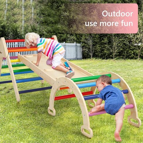 5 in 1 Wooden Climbing Toys for Toddlers - Foldable Climbing Triangle,Arch Climber, Climp Ramp - Montessori Toys for Babies Kids Climbing Toys Indoor & Outdoor - Girls & Boys Gift (Natural) in Saudi Arabia