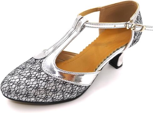 Women's Ballroom Dance Shoes Glitter T-Strap Dancing Heels Salsa Latin Wedding Party Shoes in Saudi Arabia