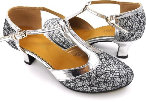 Women's Ballroom Dance Shoes Glitter T-Strap Dancing Heels Salsa Latin Wedding Party Shoes in Saudi Arabia