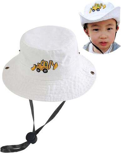 Excavator Toddler Baby Bucket Hats for Kids UV Protection Beach Hat Kids Camping Fishing Hat for Boy 2-8 Years in Saudi Arabia