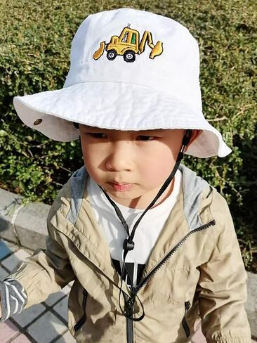 Excavator Toddler Baby Bucket Hats for Kids UV Protection Beach Hat Kids Camping Fishing Hat for Boy 2-8 Years in Saudi Arabia