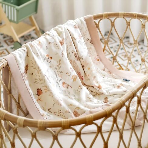 GRSSDER MASLIN COTTON CENILT بطانية - لحاف بطانية ناعمة وذات تنفس ، وبطانيات شاشية كبيرة الحجم للأطفال حديثي الولادة ، والأطفال الصغار والأطفال ، و 6 طبقات عكسية للتصميم لجميع المواسم ، 40 "50" " in Kuwait