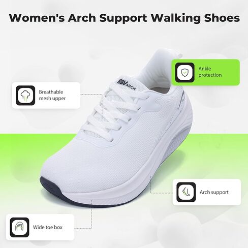 QAUPPE Wide Toe Box Shoes Women Arch Support Walking Sneakers Tennis Sneakers Orthotic Plantar Fasciitis Shoes US 6-11 in Saudi Arabia