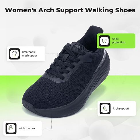 QAUPPE Wide Toe Box Shoes Women Arch Support Walking Sneakers Tennis Sneakers Orthotic Plantar Fasciitis Shoes US 6-11 in Saudi Arabia