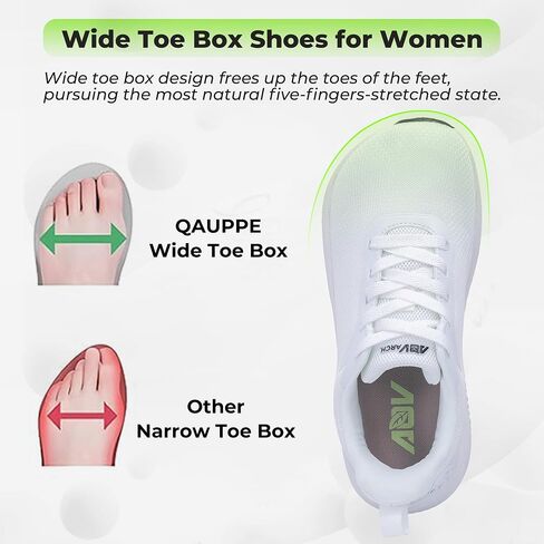 QAUPPE Wide Toe Box Shoes Women Arch Support Walking Sneakers Tennis Sneakers Orthotic Plantar Fasciitis Shoes US 6-11 in Saudi Arabia