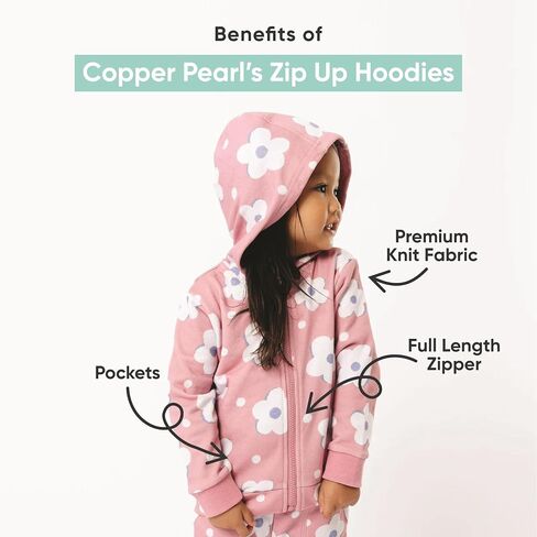Copper Pearl Zip Up Hoodie - Made of Ultra-Soft, Breathable Luxe French Terry Fabric, Baby Hoodie and Toddler Jacket in Saudi Arabia