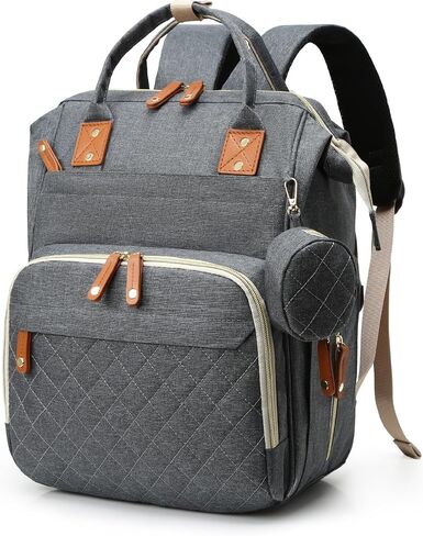 Baby Diaper Bag, Diaper Backpack,Baby Bag for Mom Dad, Mommy Bag With USB Charging Port,Waterproof, Gray in Saudi Arabia