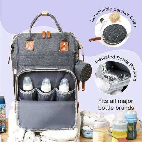 Baby Diaper Bag, Diaper Backpack,Baby Bag for Mom Dad, Mommy Bag With USB Charging Port,Waterproof, Gray in Saudi Arabia