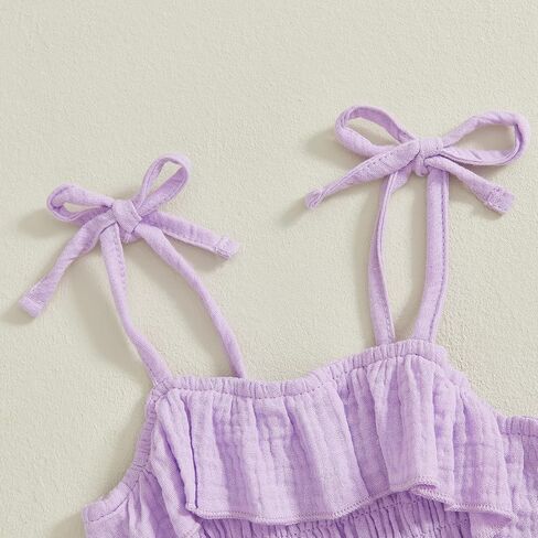 Toddler Baby Girl Smocked Outfit Ruffle Halter Shirt Flared Pants Set Toddler Bell Bottom Outfit Summer Clothes in Kuwait