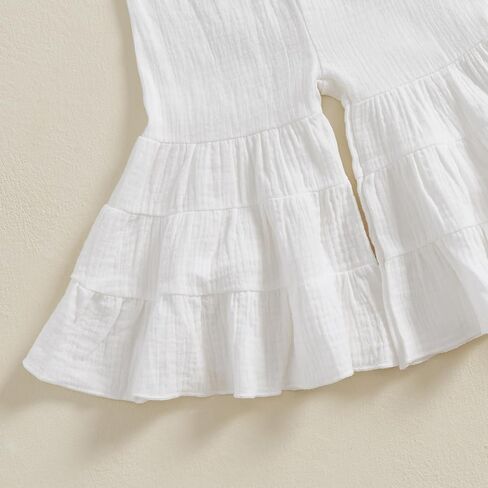 Toddler Baby Girl Smocked Outfit Ruffle Halter Shirt Flared Pants Set Toddler Bell Bottom Outfit Summer Clothes in Kuwait