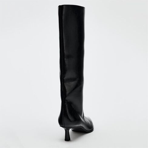 Goolita Burgundy Knee High Boots For Women, Pointed Toe Kitten Heel Wide Calf Boots Cherry Red Slip On Dress Tall Boots in Saudi Arabia