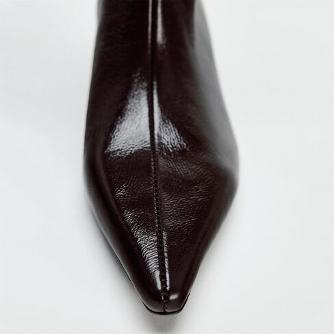 Goolita Burgundy Knee High Boots For Women, Pointed Toe Kitten Heel Wide Calf Boots Cherry Red Slip On Dress Tall Boots in Saudi Arabia