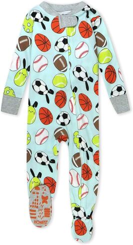 HonestBaby Unisex Baby Celebration Non-Slip Footed Pajamas One-Piece Sleeper Zip-Front Pjs 100% Organic Cotton in Saudi Arabia