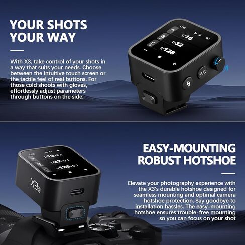 Godox X3 X3S X3-S Trigger ، OLED Touch Screen TTL TTL Wireless Flash Trigger لكاميرات Sony ، مع تحويل TCM ، بطارية ليثيوم مدمجة ، شحن USB-C السريع (نسخة ترقية من X2T-S/XPRO-S/XPROII) in Saudi Arabia