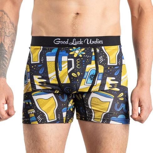 Good Luck Undies Men's Beer & Alcohol Boxer Brief Underwear in Kuwait