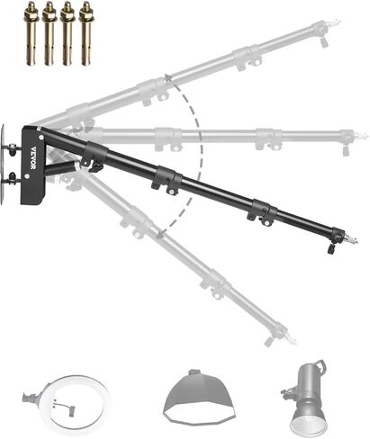 VEVOR Ring Light Wall Mount Boom Arm, 39.37 in/100 cm, Triangle Boom Arm Support 180° Rotation, Heavy Duty Wall Stand Tirpod Support, for Studio Video Light, Monolight, Photography, Softbox, Reflector in Saudi Arabia
