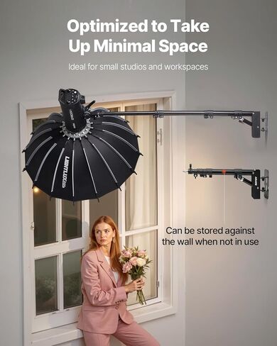 VEVOR Ring Light Wall Mount Boom Arm, 39.37 in/100 cm, Triangle Boom Arm Support 180° Rotation, Heavy Duty Wall Stand Tirpod Support, for Studio Video Light, Monolight, Photography, Softbox, Reflector in Saudi Arabia