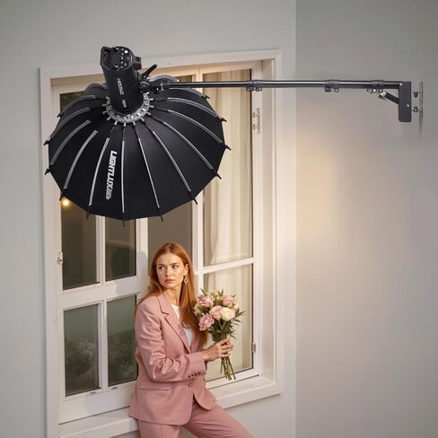 VEVOR Ring Light Wall Mount Boom Arm, 39.37 in/100 cm, Triangle Boom Arm Support 180° Rotation, Heavy Duty Wall Stand Tirpod Support, for Studio Video Light, Monolight, Photography, Softbox, Reflector in Saudi Arabia