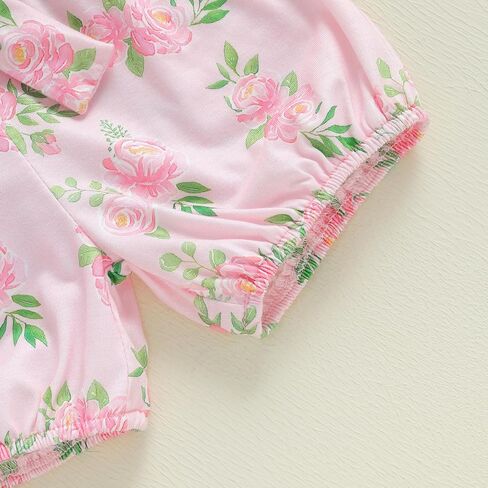 Baby Girl First Birthday Outfit Short Sleeve Flower Print Romper Floral Shorts Cute Summer Birthday Clothes 3Pcs in Kuwait