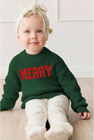 Izyjoy Toddler Baby Boy Boy Christmas Sweater Merry Embroidery Letwork Knitshirt Top Xmas Warm Fall Winter Collections in Kuwait