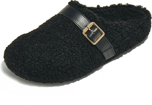 PepStep Womens Suede or Fur Clog Mules - Low Platform Slip On Closed Toe Arch Support Cork Slide Slippers for Ladies in Saudi Arabia
