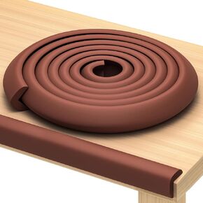 Premium Edge Protector for Baby 12ft of Dense, Odorless & Waterproof Edge Protector with 3M Adhesive Tape, Non-Toxic to Baby Proof Corners and Edges, Wall Corner Protector & Desk Edge Cushion Brown