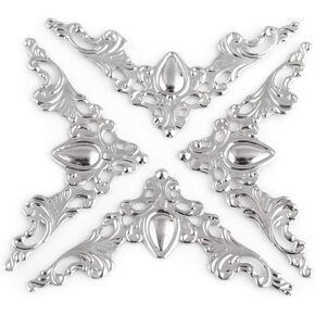 Hilitand 20pcs Antique Corner Protectors Metal Corner Protector Decorative Corner For Book Furniture Dressers Jewelry Boxes (silver white)