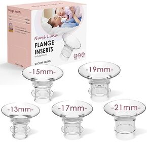 Flange Inserts 5PCS 13/15/17/19/21mm for 24mm Flange/Shield of Most Pumps, Flange Sizing Kit Silicone Flange Insert, Breastfeeding Essentials Pumping Kit for New Moms