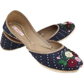 Fulkari Women's Moonshine Multicolored Genuine Soft Leather Juttis | Bite and Pinch Free Jutis | Punjabi Jutti For Ladies | Wedding Flat Stylish Mojari | Bridal Ethnic Flats For Girls |