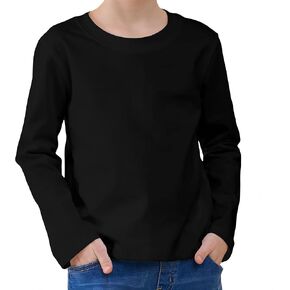 Toddler Long Sleeve Shirt Cotton Crewneck Tees Boy Kids T-Shirts Solid Color Baby Toddler Boys Shirts