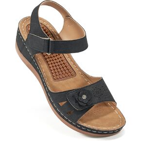 FUDYNMALC Sandals for Women Orthopedic Shoes: Comfortable Dressy Womens Wedge Sandal Summer Walking Wedges - Casual Platform Sandals with Adjustable Hook Loop