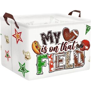 Clastyle 36L Rugby Sports Kid Storage Basket Collapsible Rectangle Super Bowl Ball Gift Basket Clothes Toy Nursery Bin Book Shelf Basket