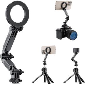 JJC Magnetic Phone Camera Mount, Hot Shoe Phone Holder for Camera, Flexible 1/4"-20 Tripod Adapter for iPhone 16 15 14 13, for Gopro Hero 13 12 11, DJI Osmo Action 5 4 3 & More Phone & Action Cameras