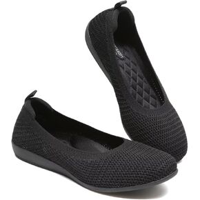 Women's Ballet Flats Knit Dress Shoes Soft Work Comfort Ballerina Slip-on Walking Shoes with Arch Support