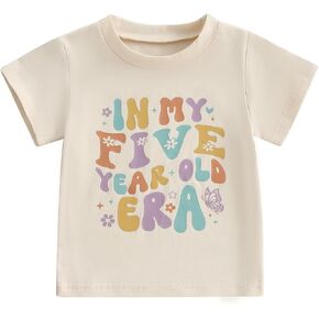 Toddler Girls Birthday Outfit in My One Two Three Four Five Six Year Old Era Shirt Short Sleeve Tops Summer Clothes