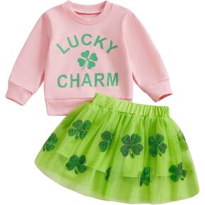 Toddler Girls 2Pcs Skirt Outfits Long Sleeve Letter Print Sweatshirt + Tulle Skirt Set Baby Clothes